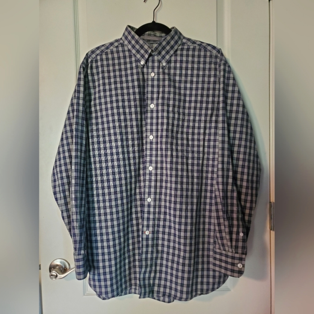 Daniel Cremieux grey and blue plaid long sleeve button down